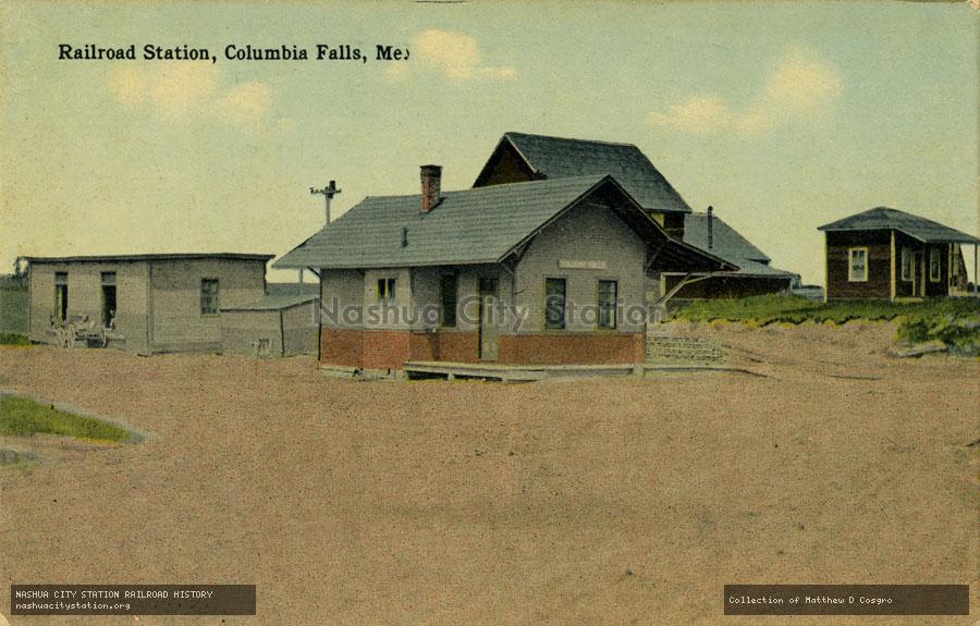 Postcard: Railroad Station, Columbia Falls, Maine